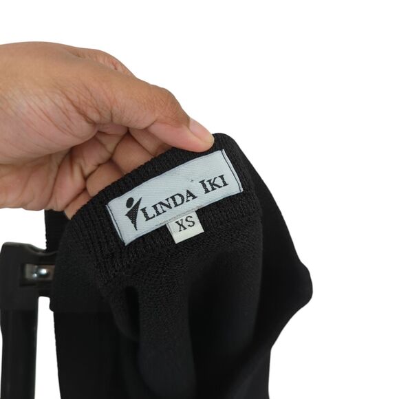 Linda Iki Women XS Skirt Black Knit Hawaiian Side Slit Business Office VTG - Picture 3 of 7